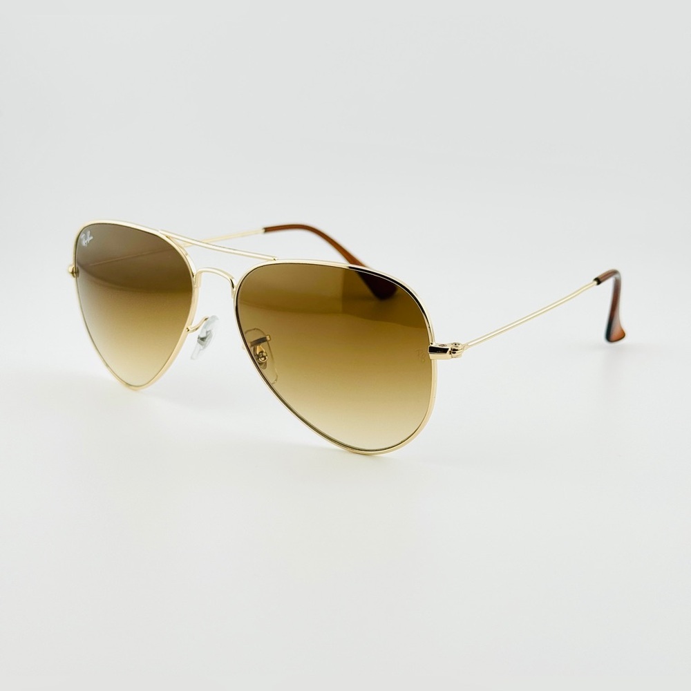 Ray-Ban Aviator Sunglasses RB3025 Gold Frame Gradient Brown Lenses 58mm UNISEX! - Picture 8 of 16
